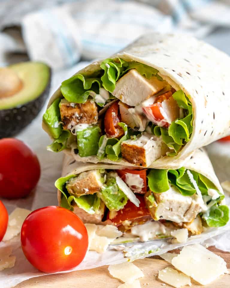 The BEST Healthy Chicken Caesar Wrap | Healthy Fitness Meals