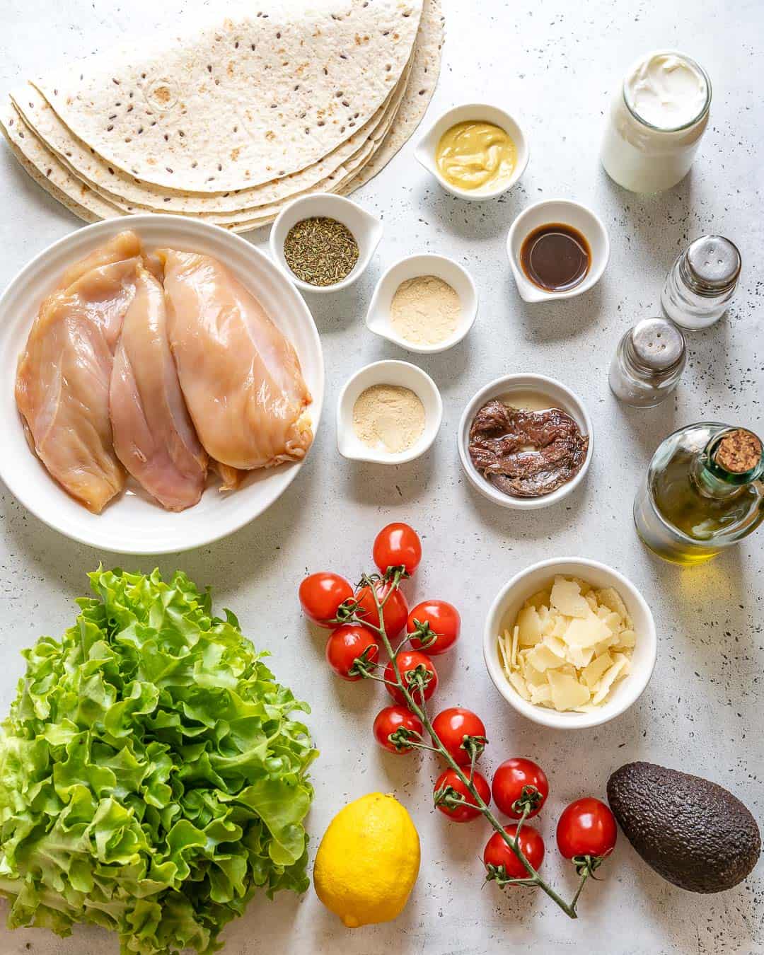 ingredients to make the chicken wrap