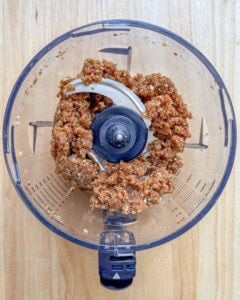 blended dates and walnuts in a food processor.