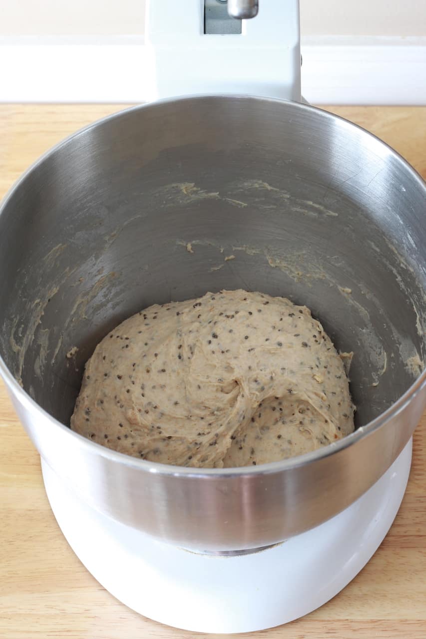 dough for chia seed bread proofing