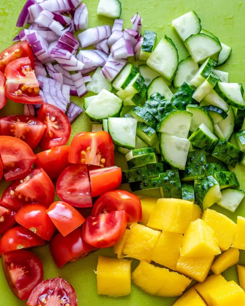 cut up veggies for salad