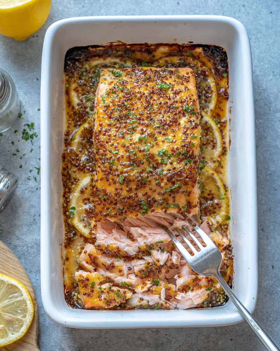 Easy Baked Honey Mustard Salmon | Healthy Fitness Meals