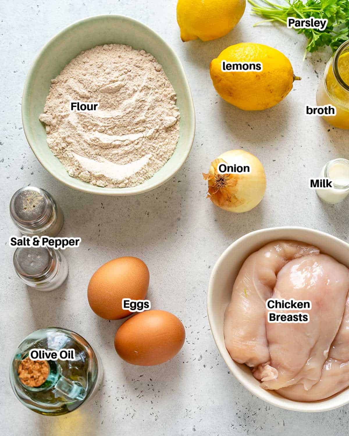 Ingredients for chicken Francese.