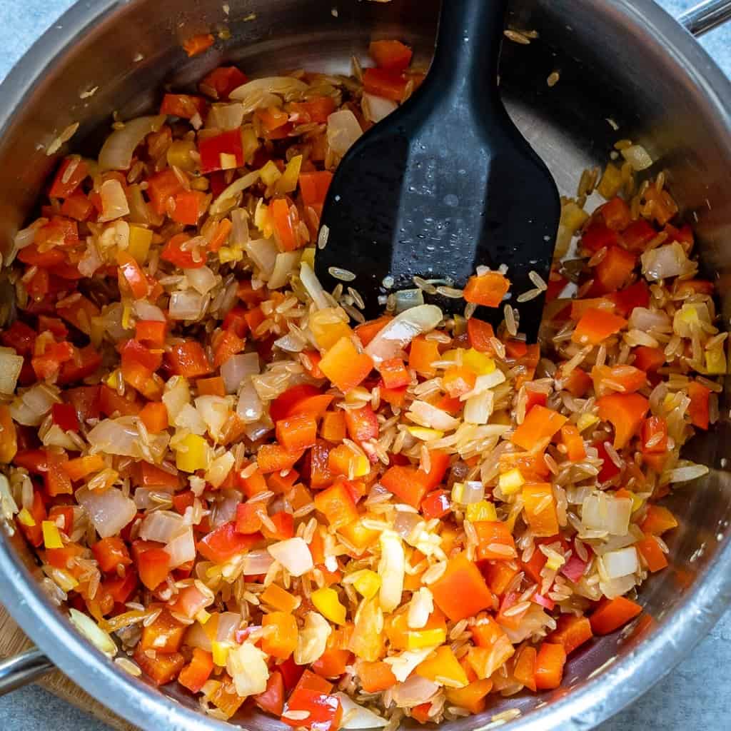 sautéed veggies in a pot
