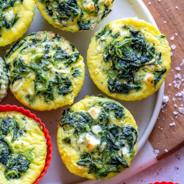 top view of egg muffins on a plate