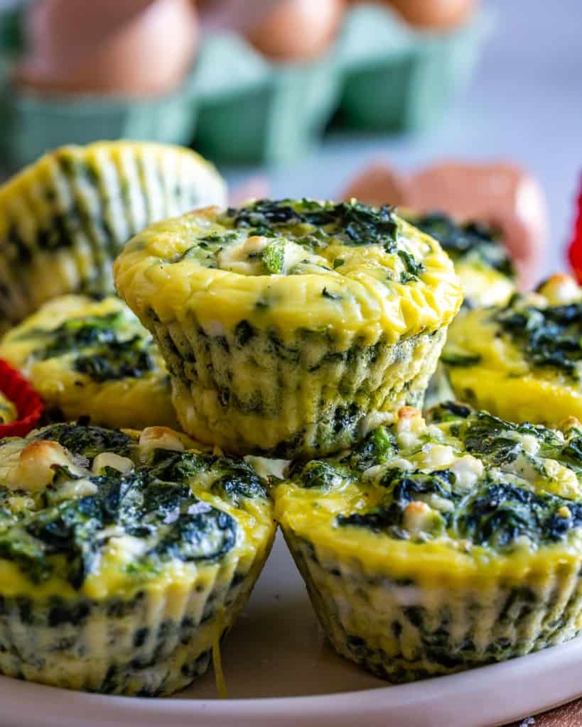 close up egg muffin cups on a plate 