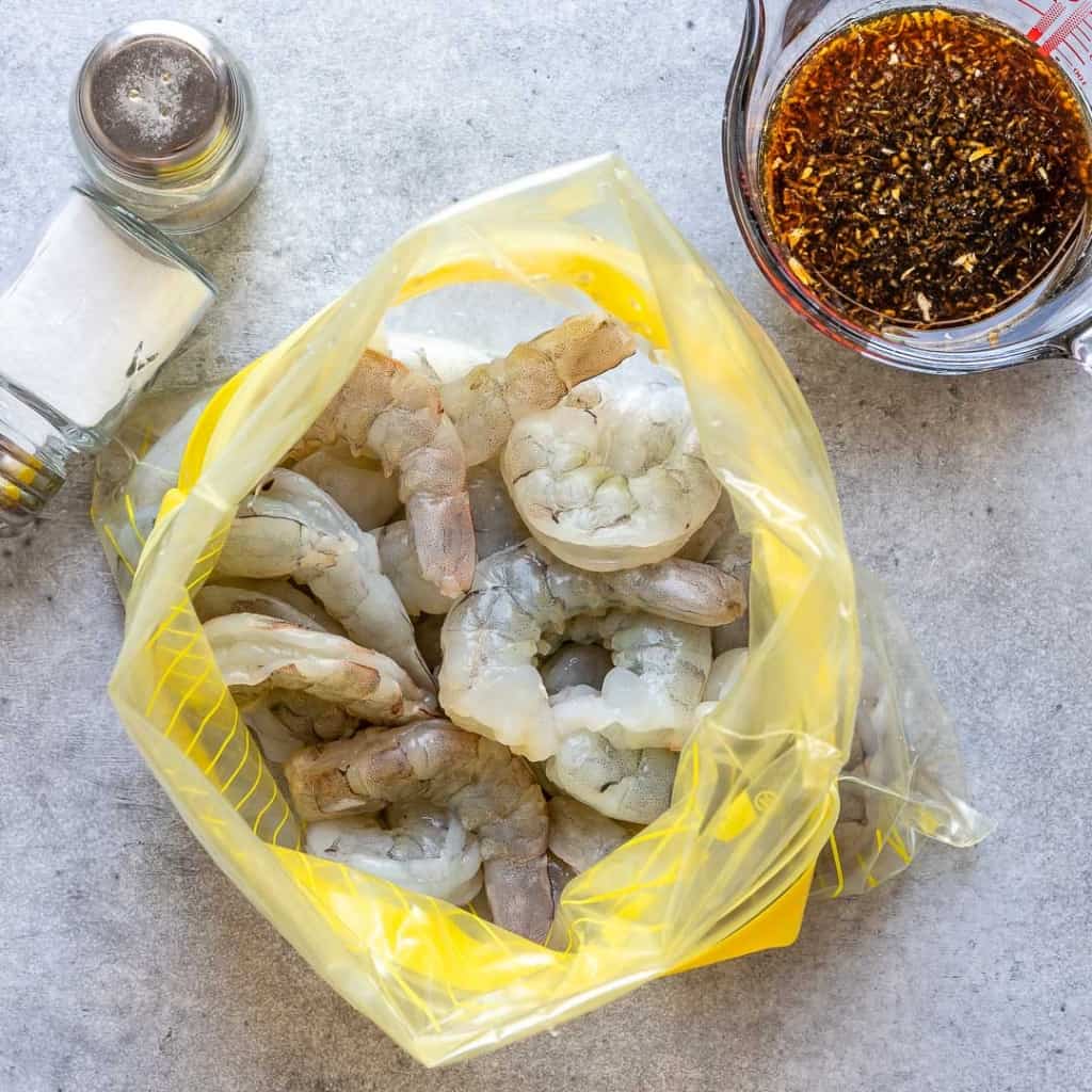 marinated shrimp in a bag