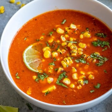 one bowl of Mexican sweet corn soup