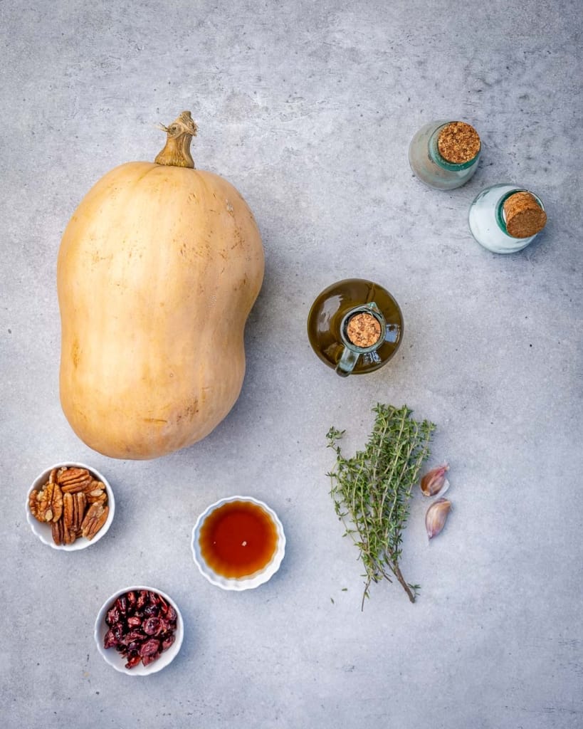 Ingredients for maple roasted butternut squash