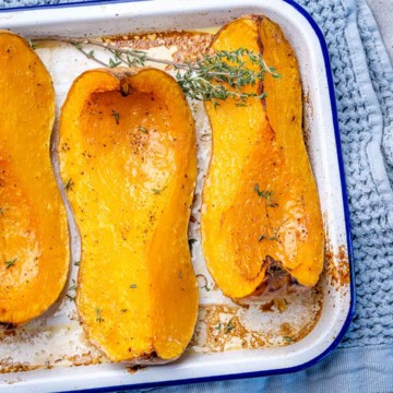 top view of roasted butternut squash slices
