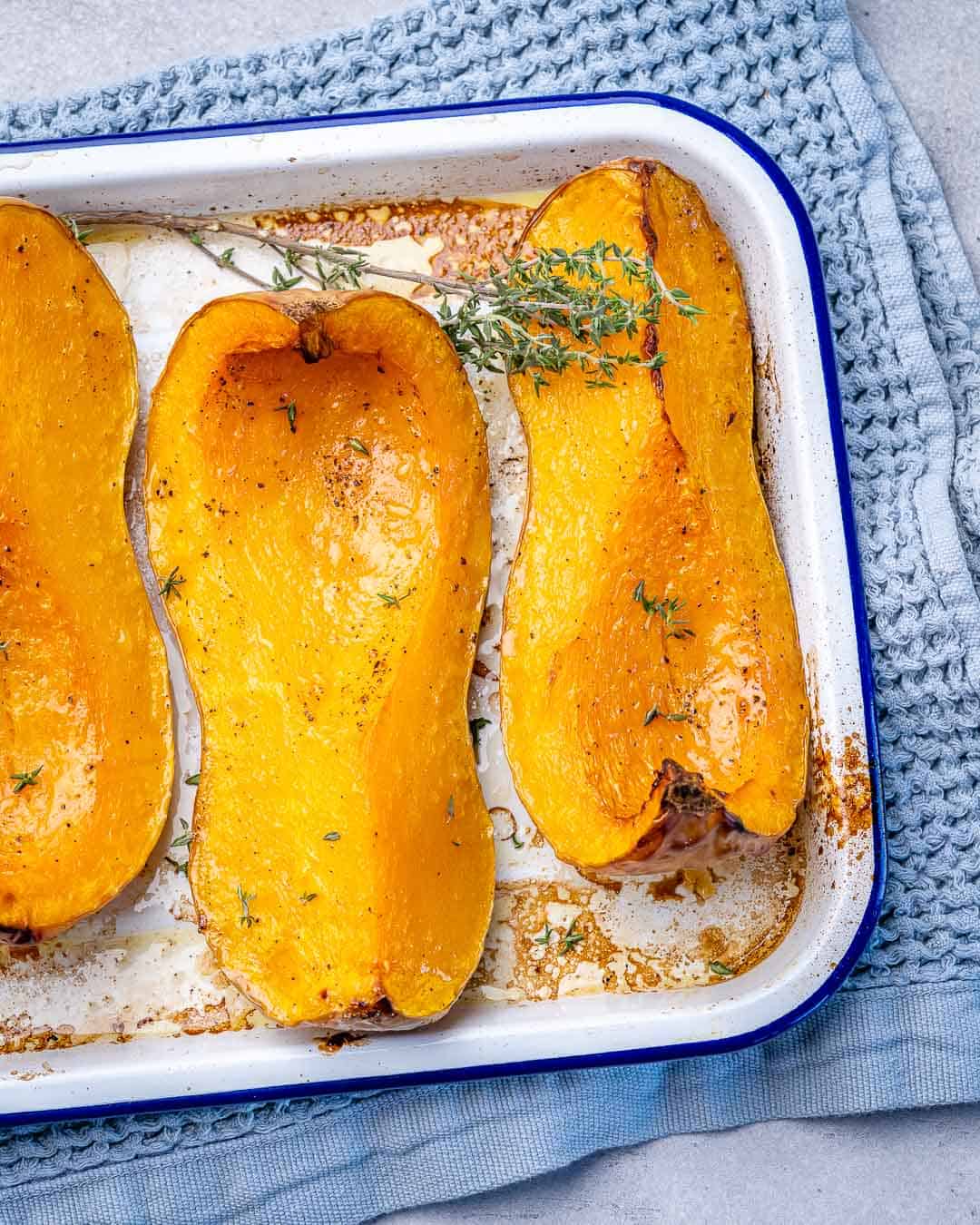 top view of roasted butternut squash slices