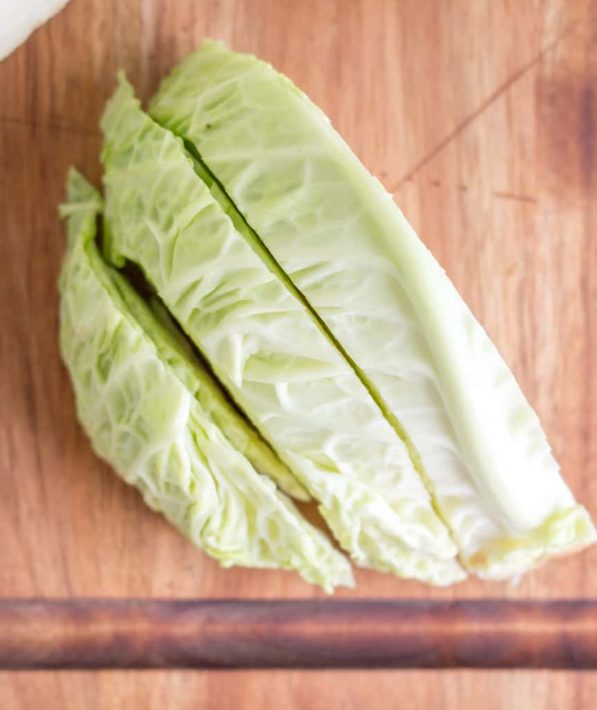 green cabbage sliced thinner
