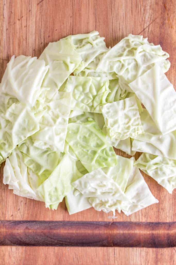 cut up cabbage into smaller sizes