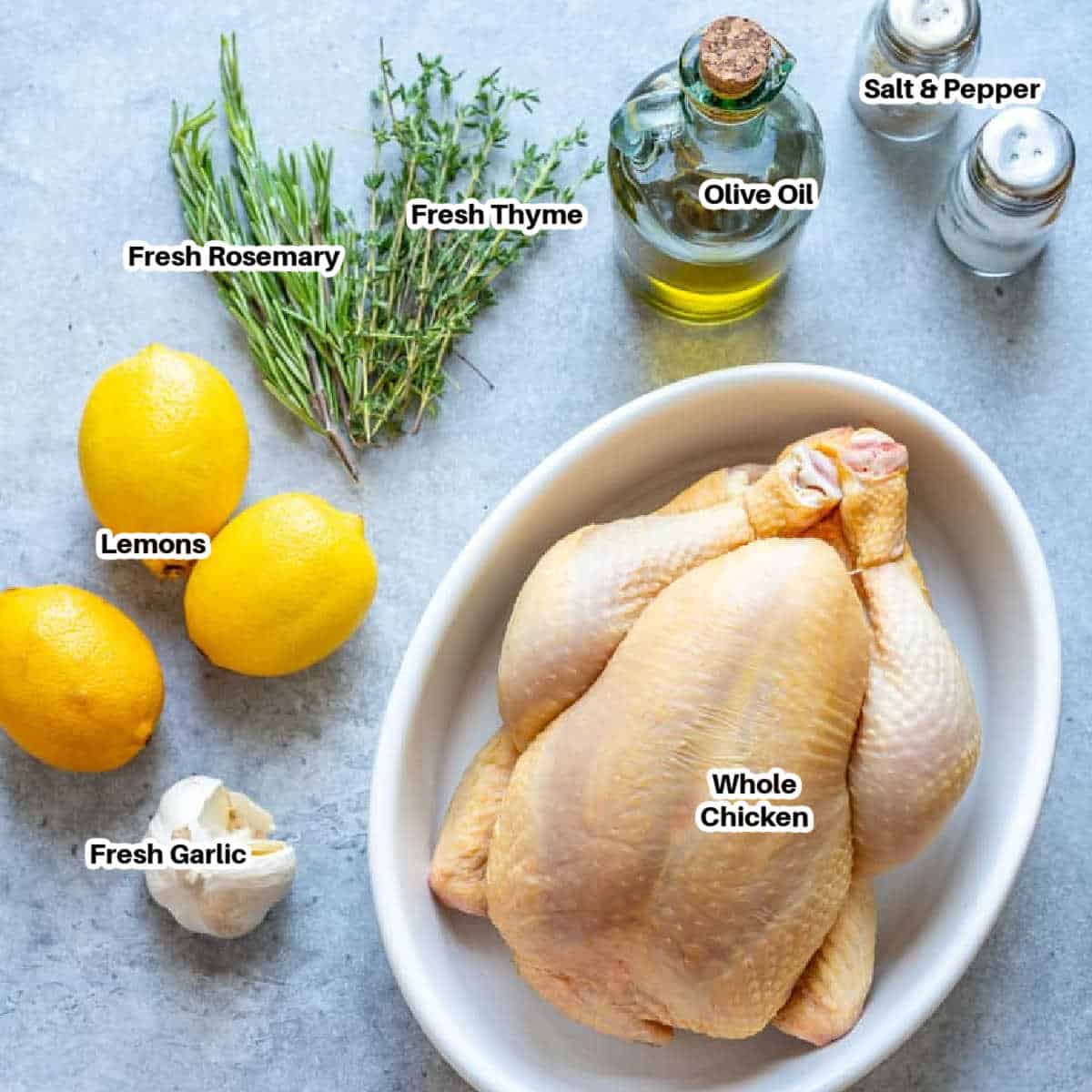 ingredients for whole roasted chicken.
