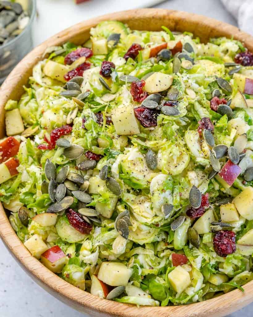 Angled photo of a bowl of salad.