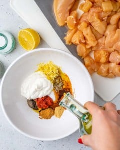mixing and making the shish tawook marinade
