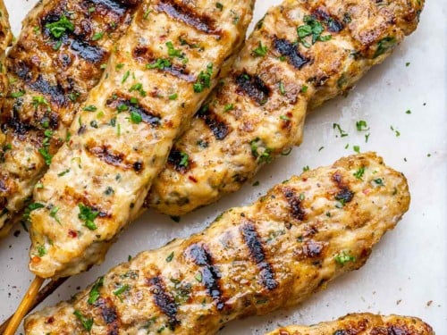 Grilled Middle Eastern Chicken Kofta Kebab Skewers