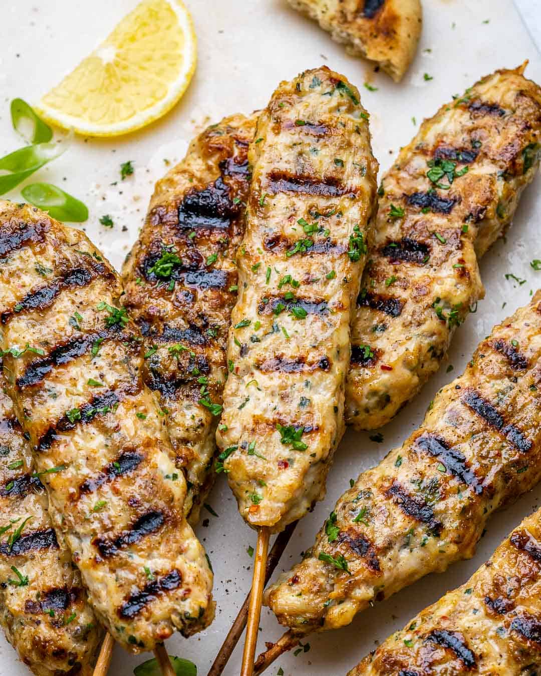 Mediterranean Grilled Chicken Kafta Kabob - Healthy Fitness Meals