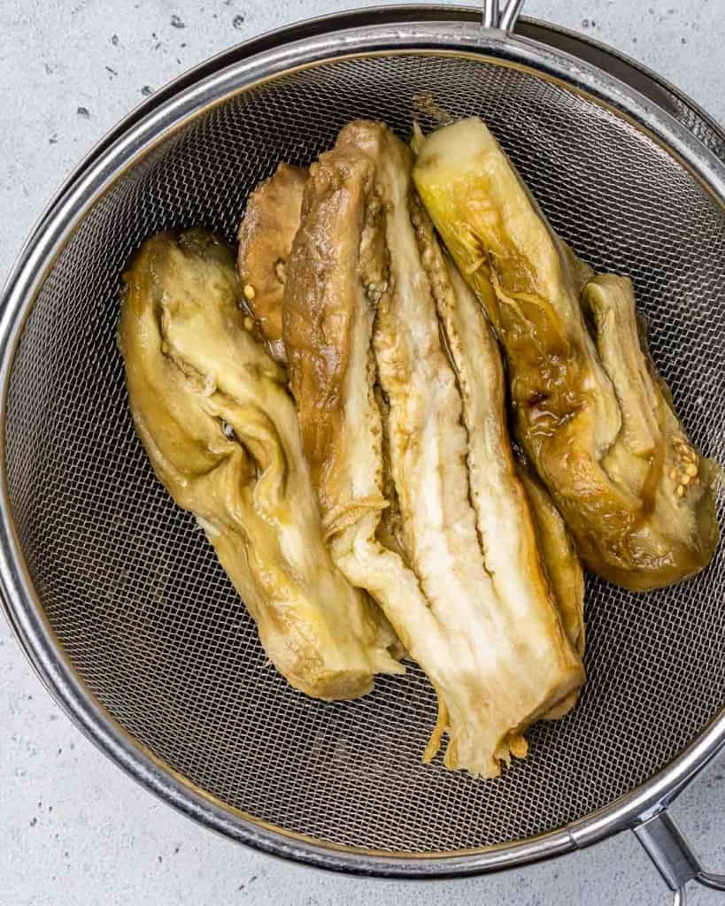 roasted peeled eggplants