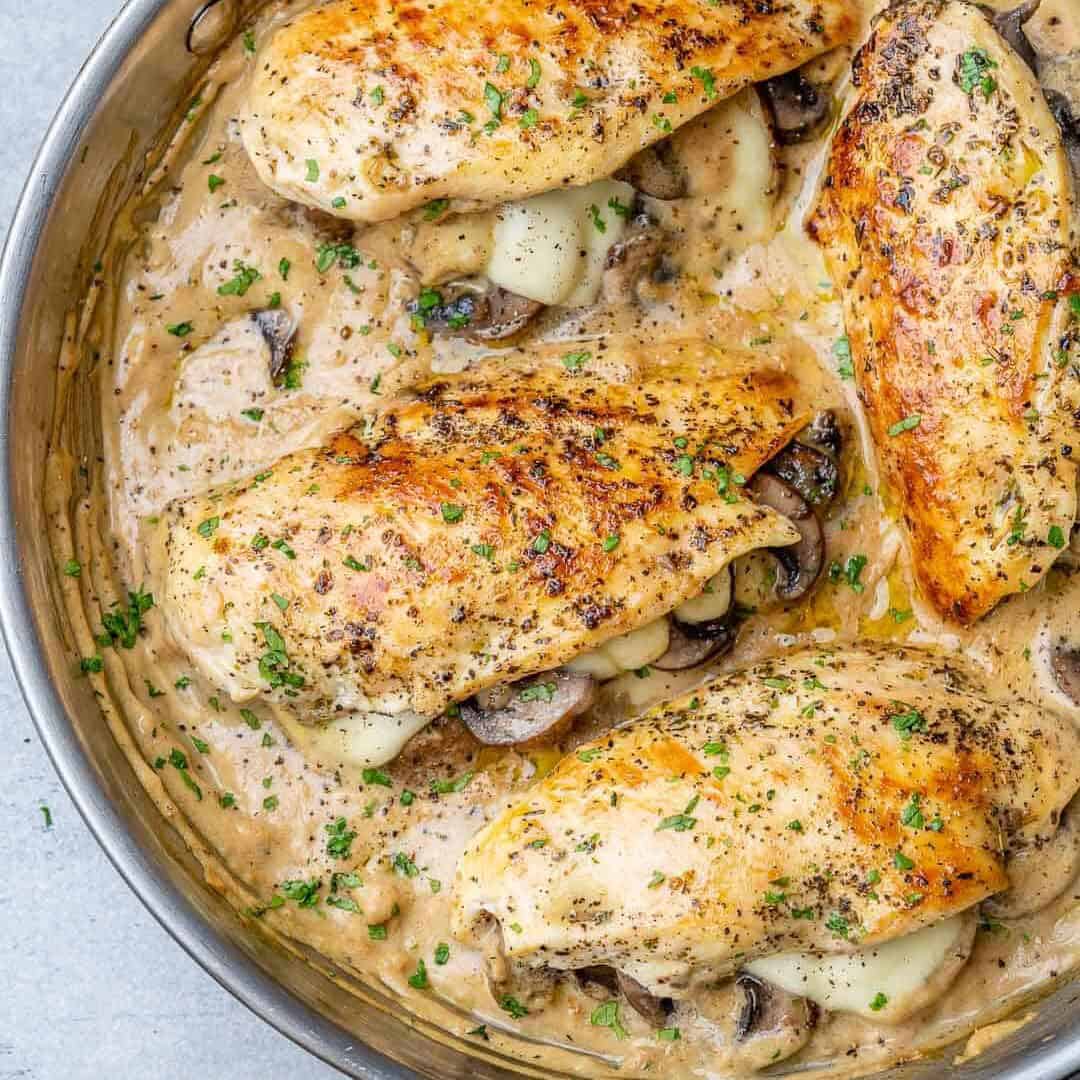 Mushroom Stuffed Chicken Breast Recipe | Healthy Fitness Meals