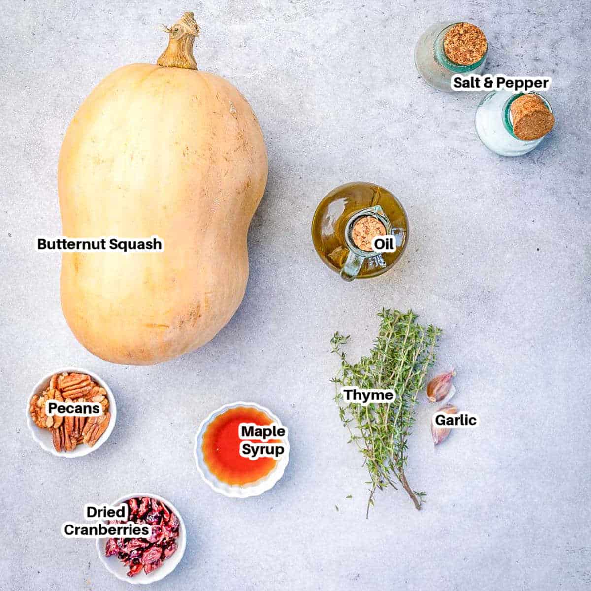 ingredients for maple roasted butternut squash.