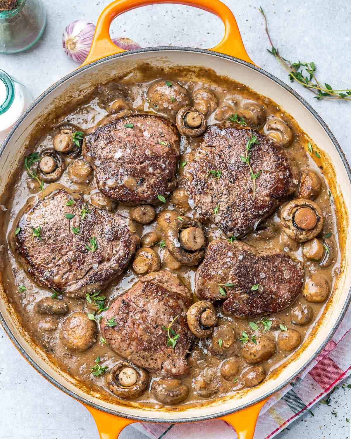 Juicy Fillet Steak with Mushroom Sauce | Healthy Fitness Meals