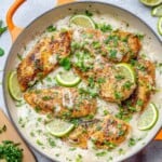 top view of creamy coconut chicken