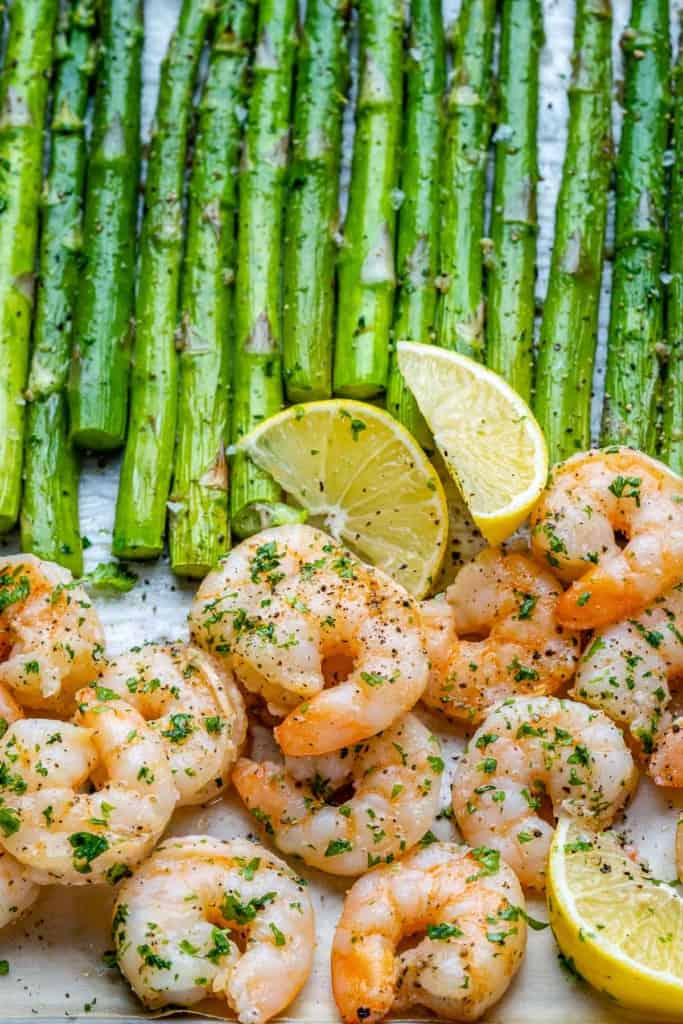 Sheet Pan Lemon Garlic Shrimp and Asparagus - Eat Yourself Skinny