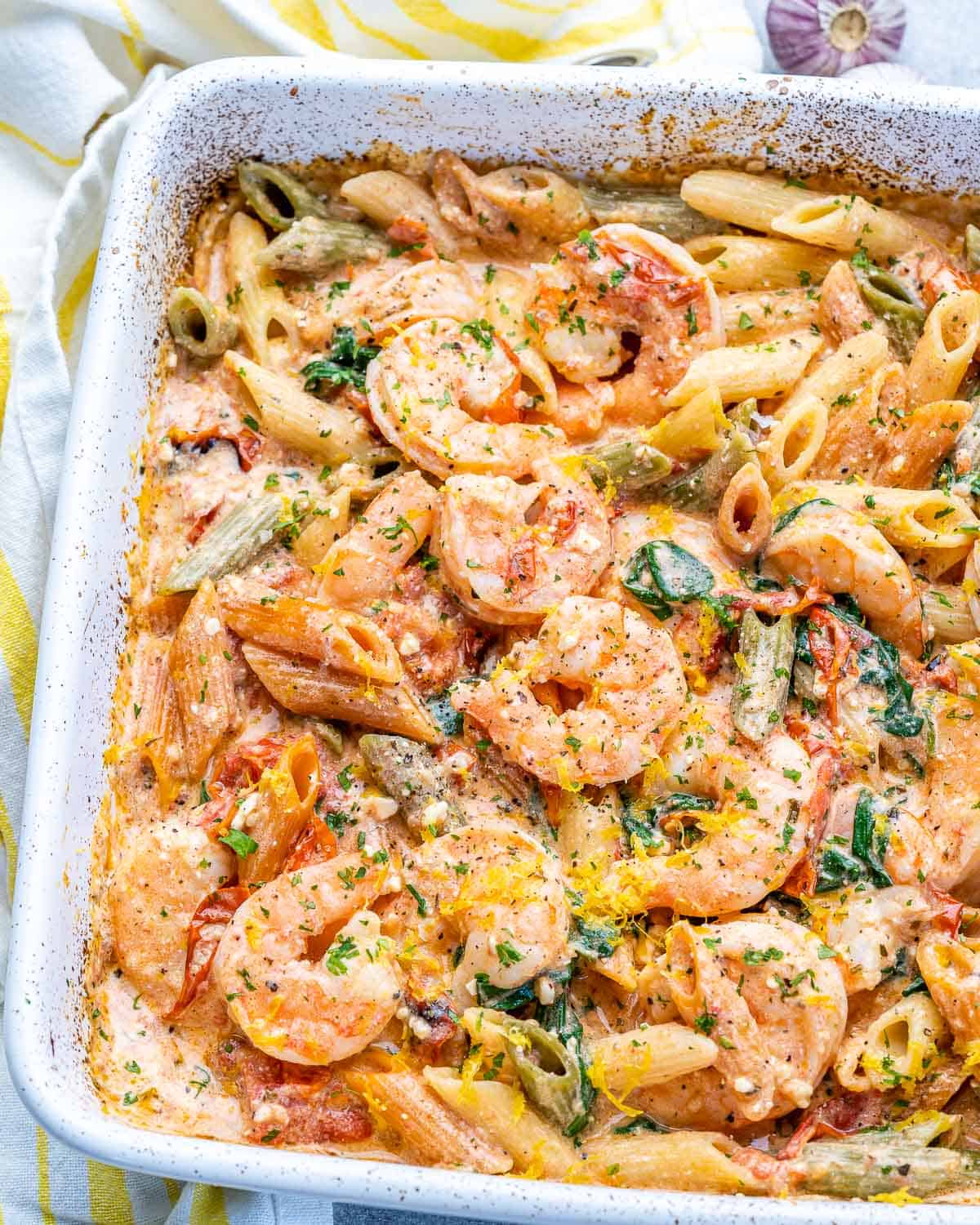 Viral Baked Feta Pasta with Shrimp | Healthy Fitness Meals