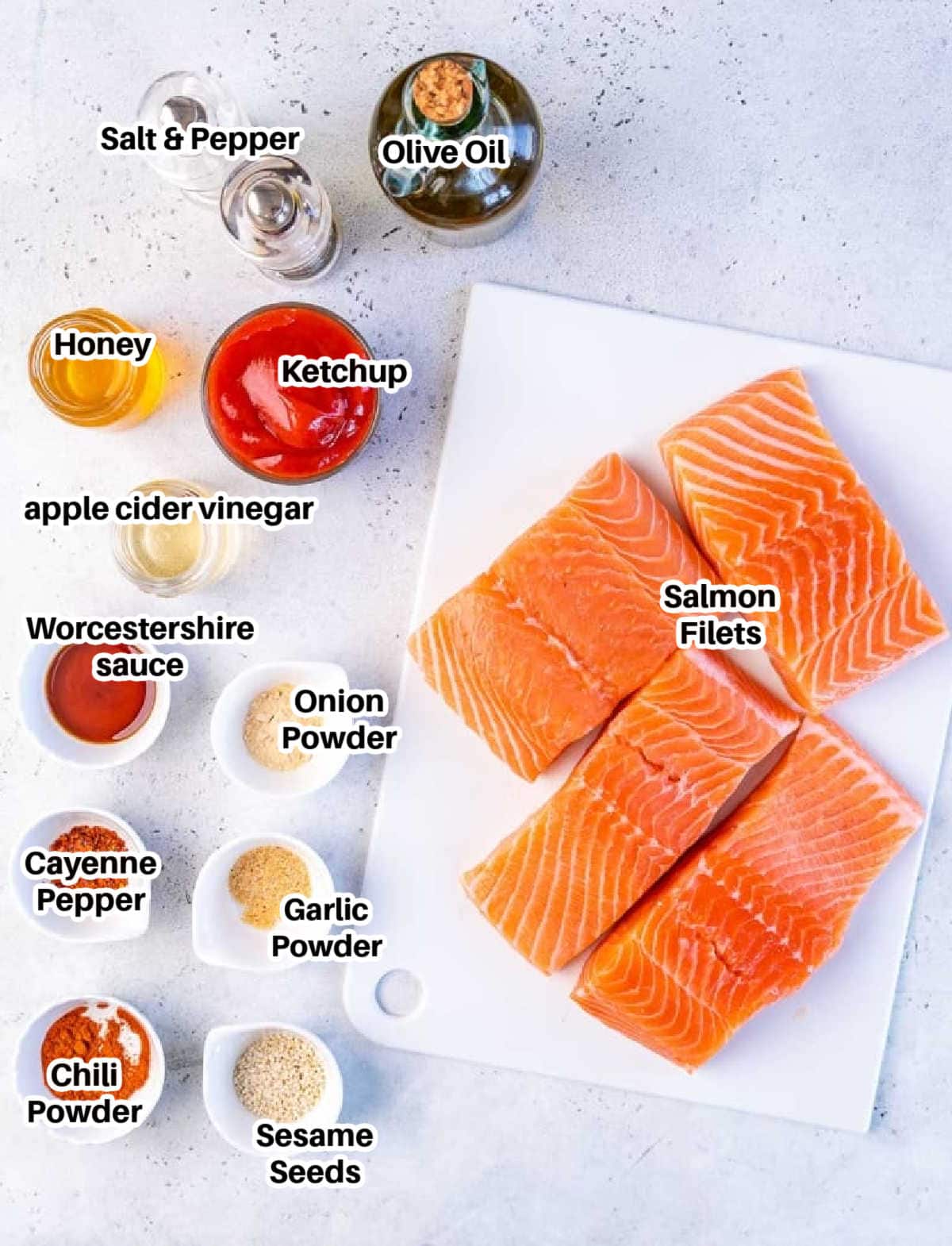 Ingredients for bbq salmon.

