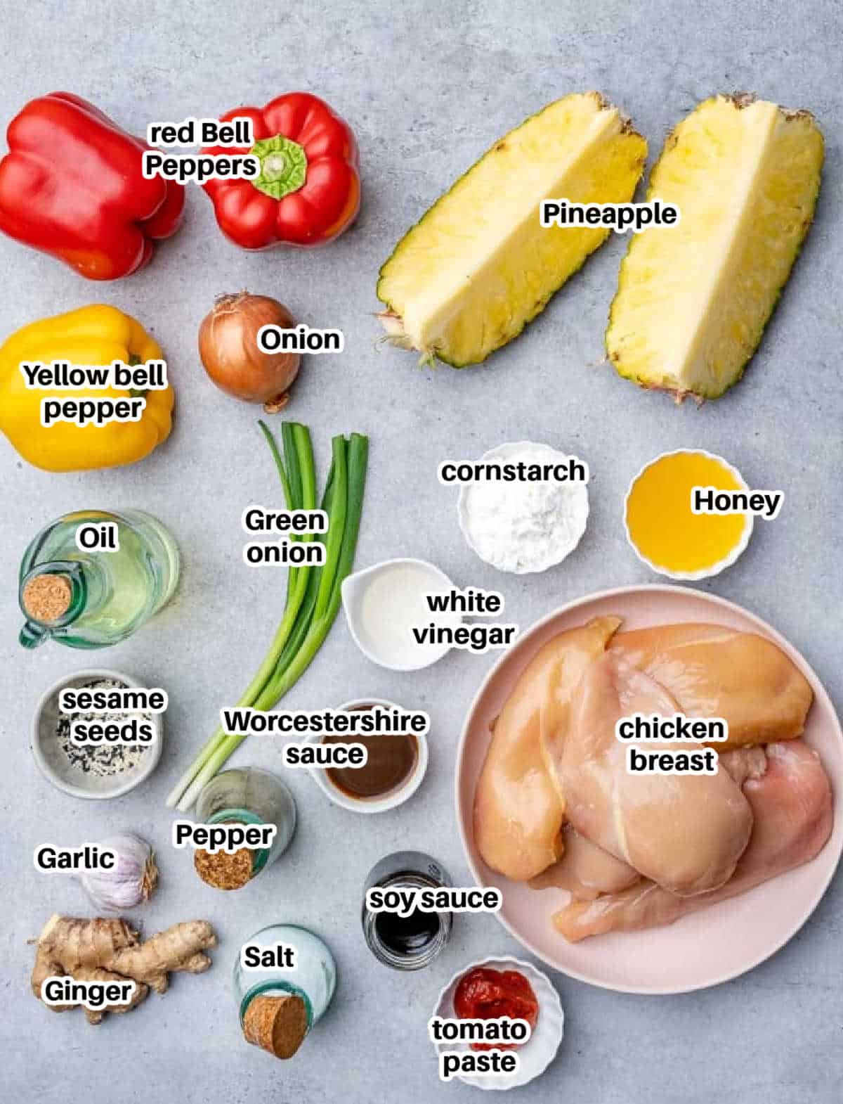 ingredients for sweet and sour chicken