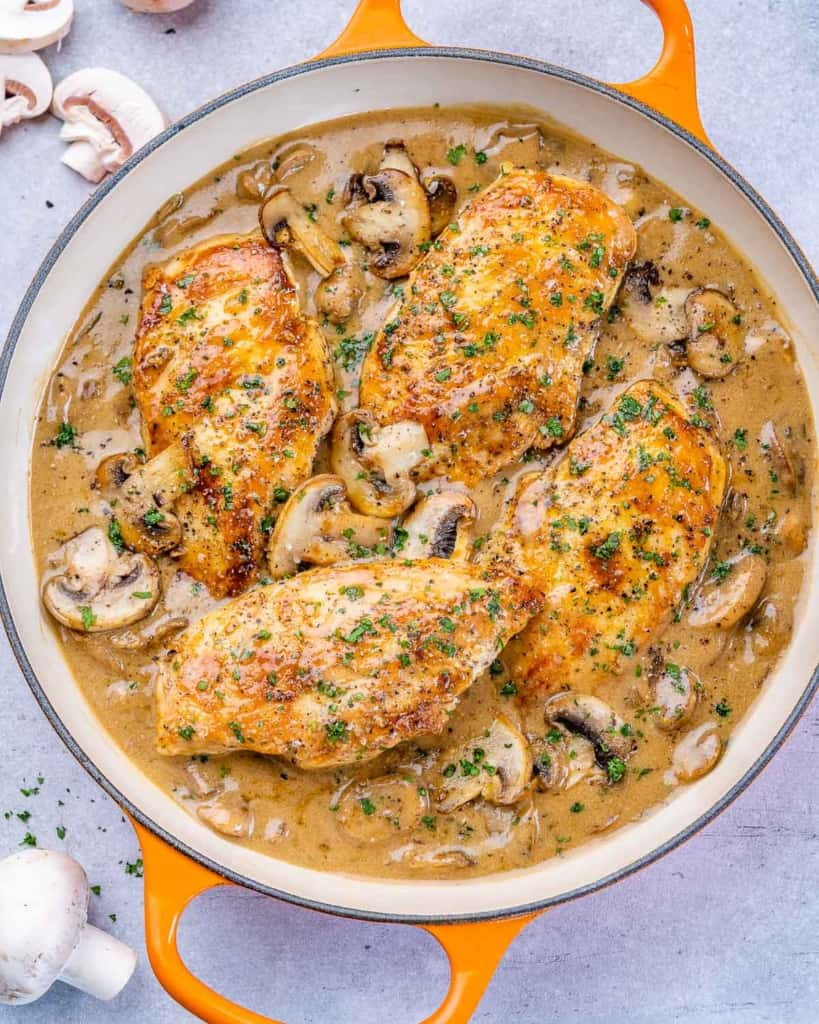 Pan filled with creamy balsamic chicken skillet