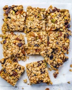 top view of oatmeal bar square bars