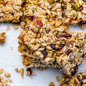 top view granola bars on a flat surface
