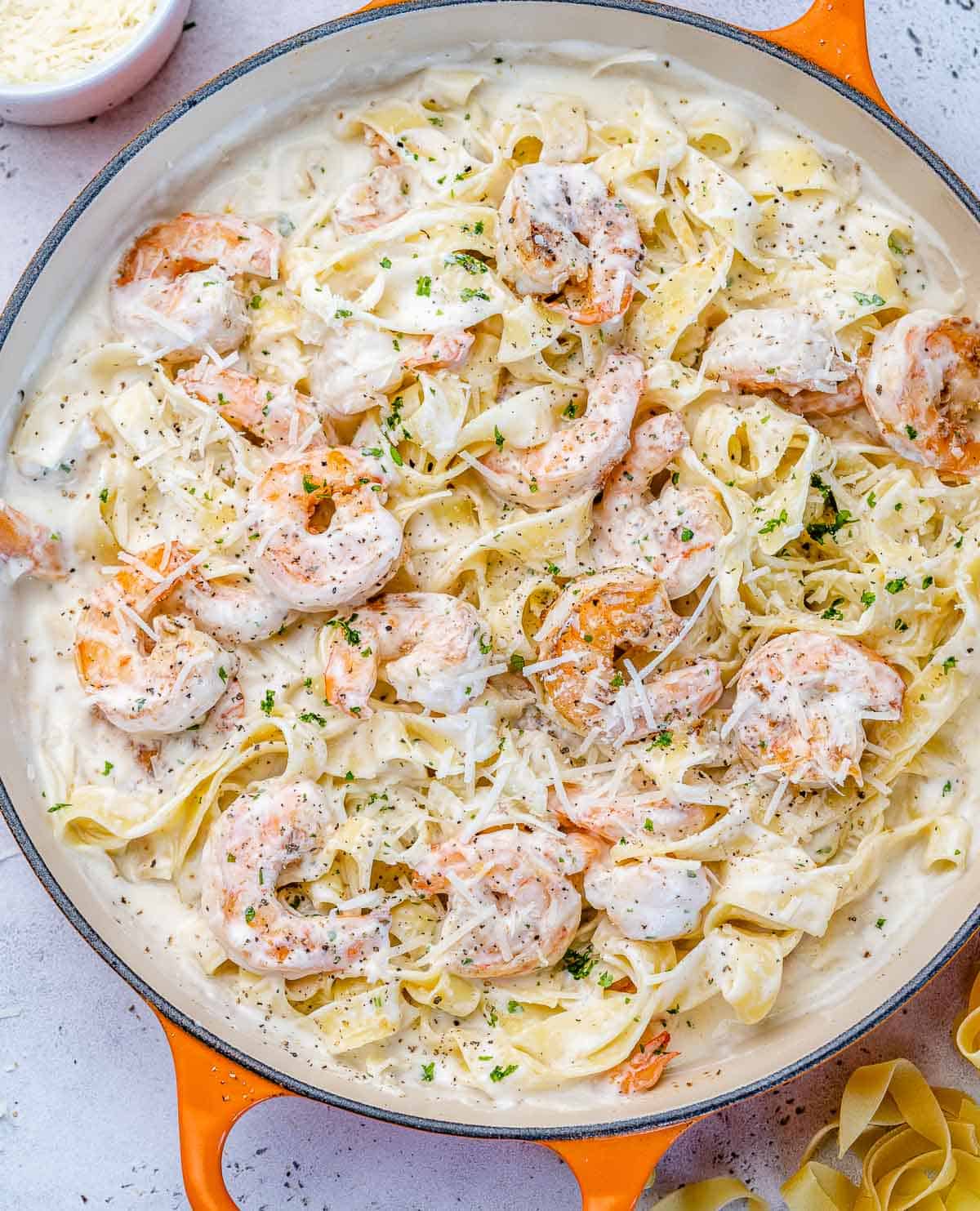 Easy Shrimp Fettuccine Alfredo Recipe | Healthy Fitness Meals