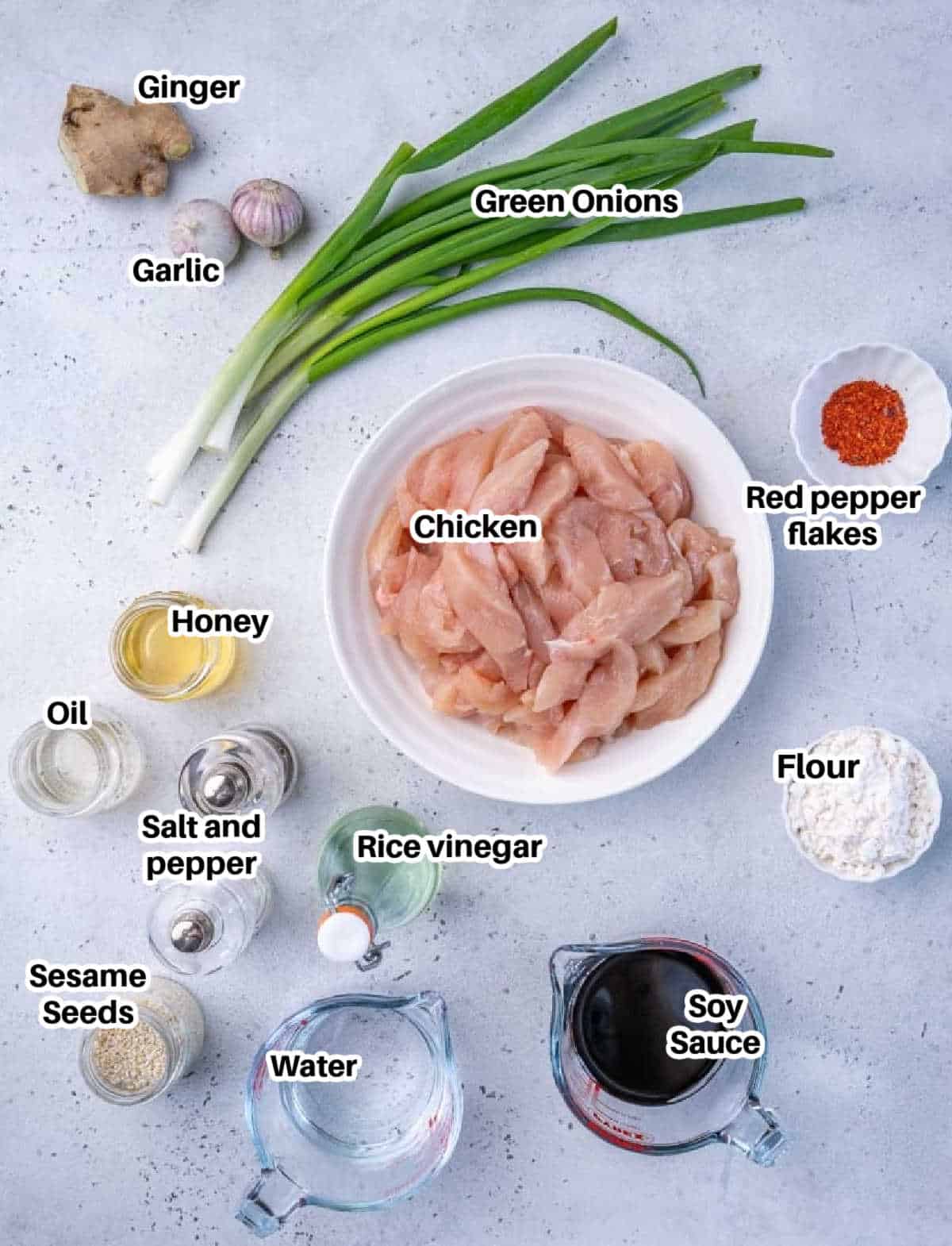 ingredients to make Mongolian chicken.