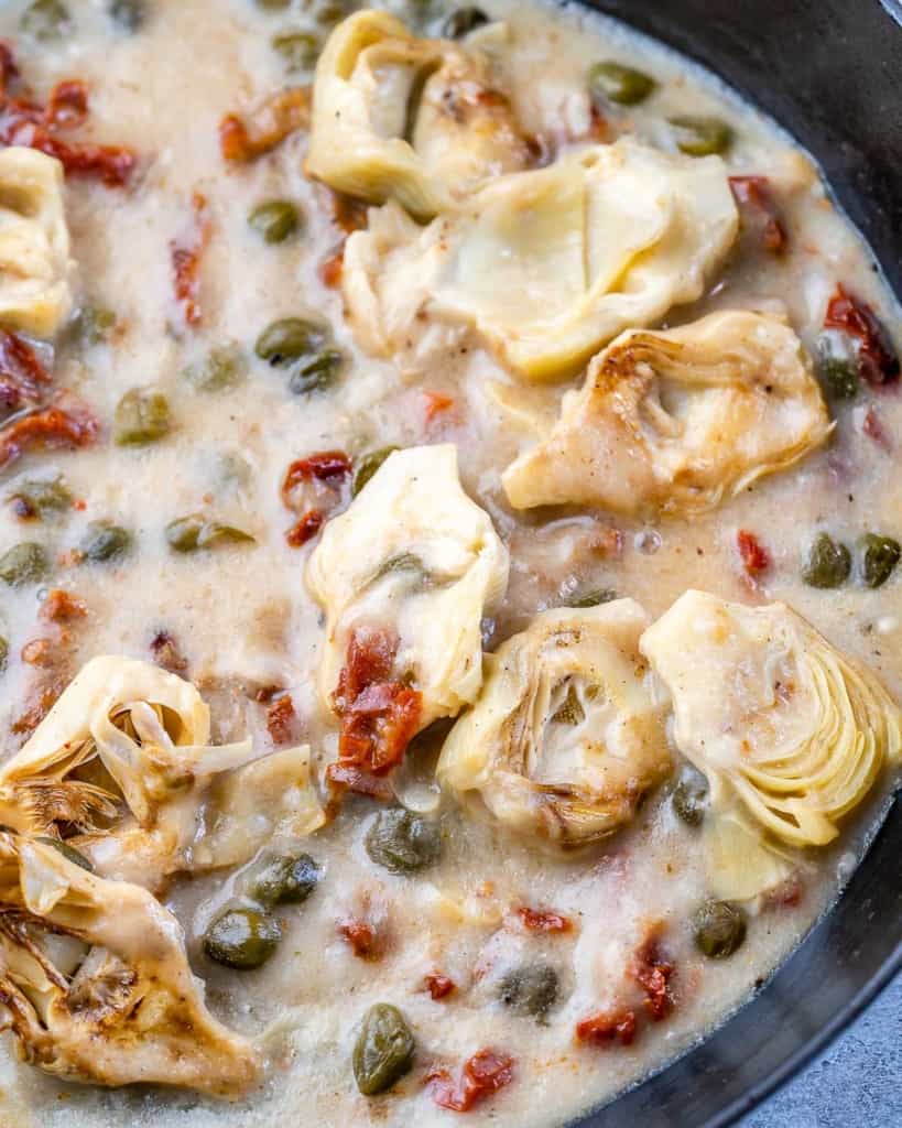 lemon sauce with artichoke and capers for the chicken 