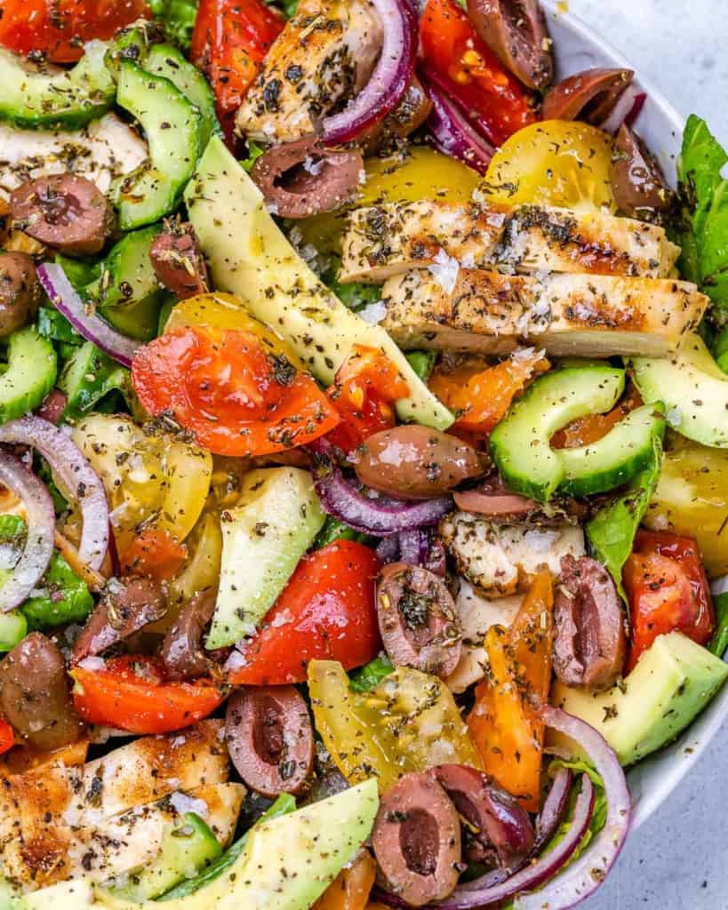 close up chicken salad in a bowl