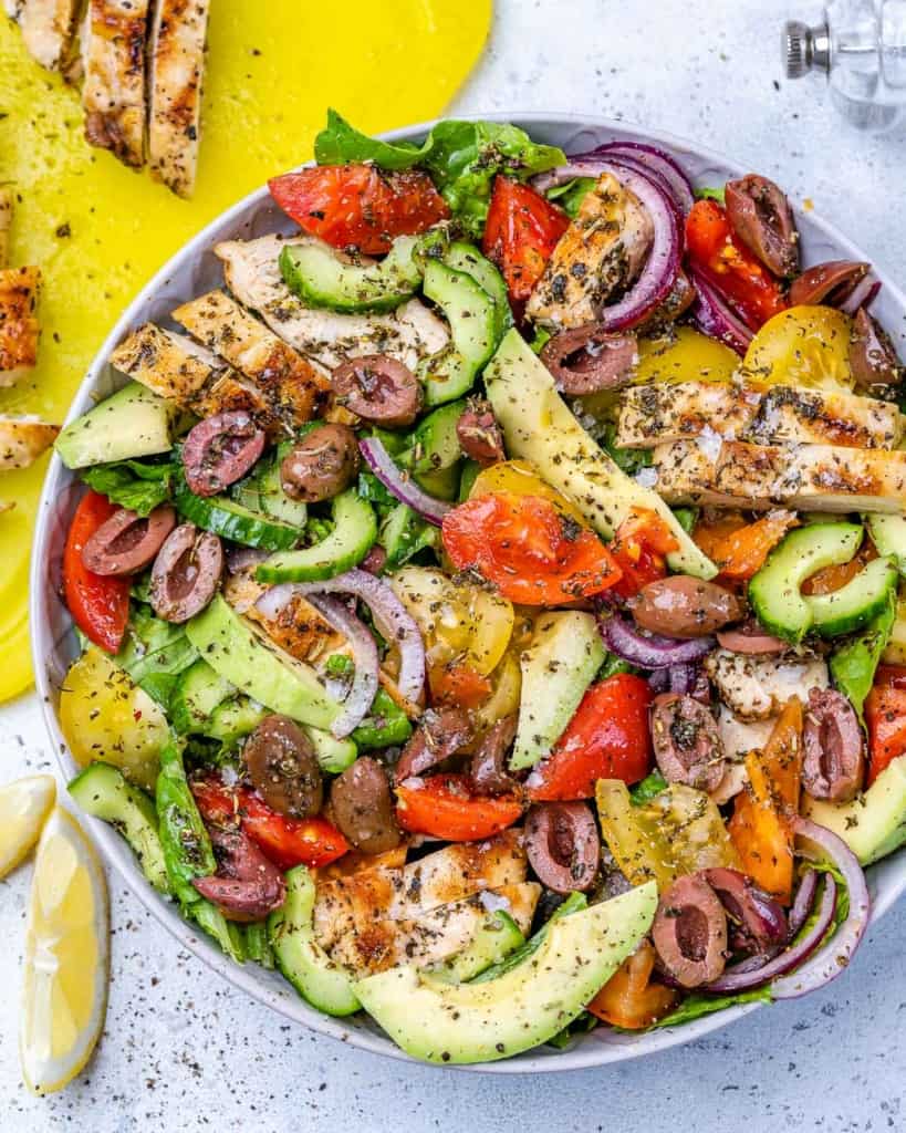 top view salad in a bowl