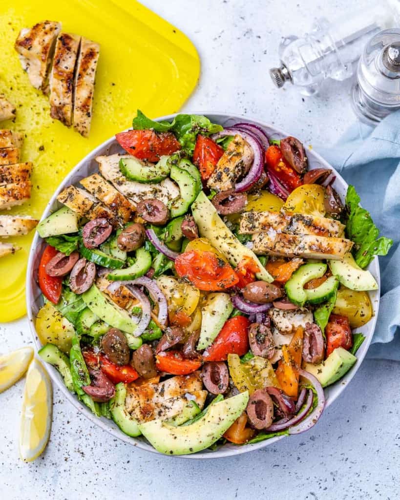 top view salad in a bowl