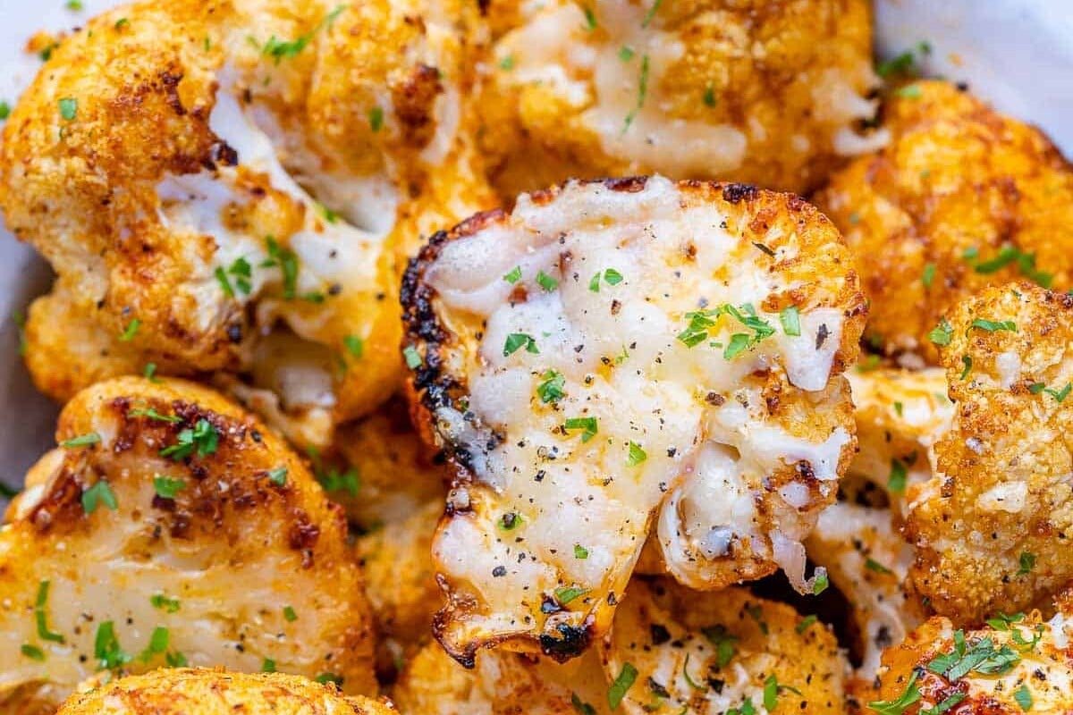 roasted cauliflower with parmesan cheese.