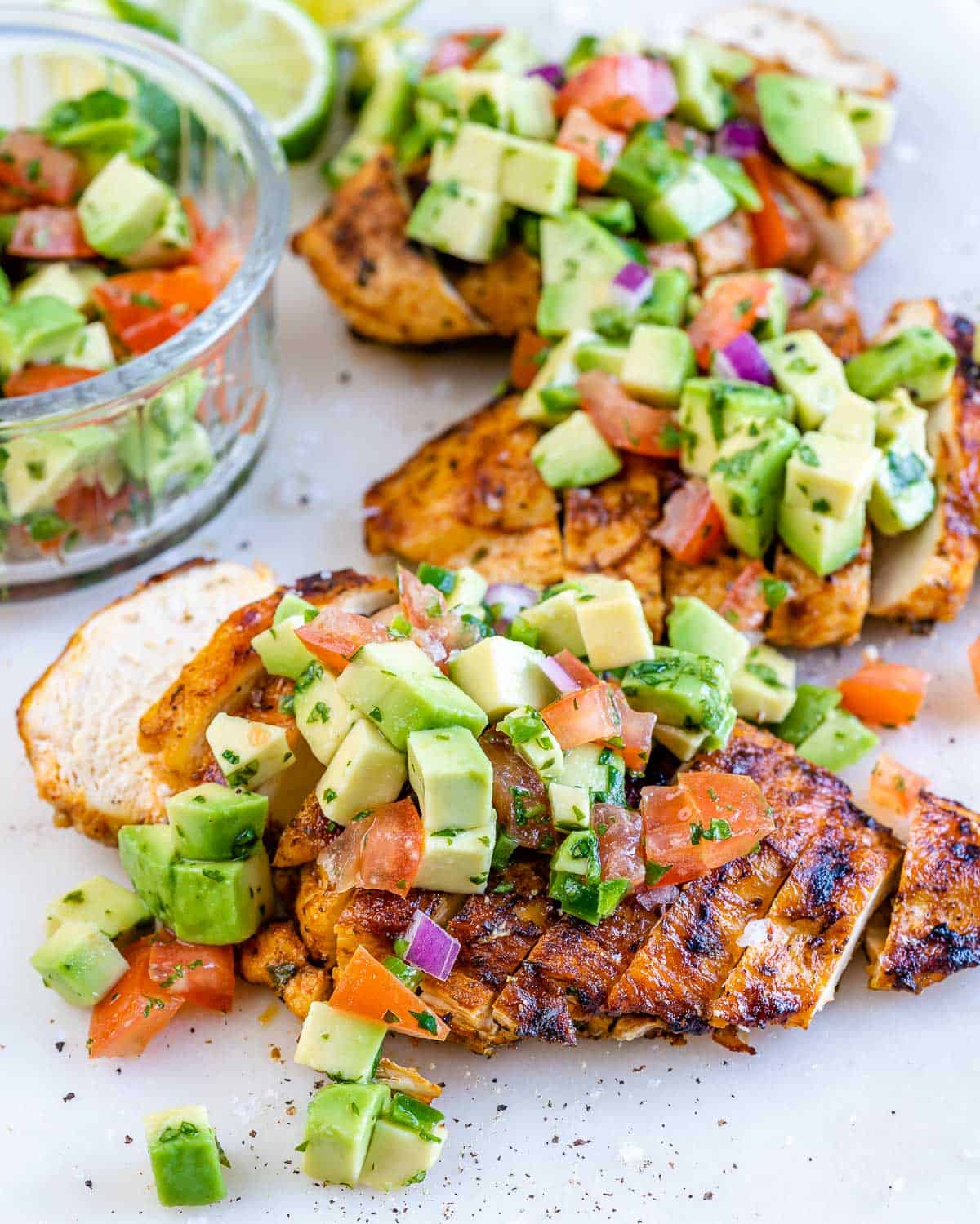 Meal Prep Grilled Lime Chicken and Avocado Salad - Pretty