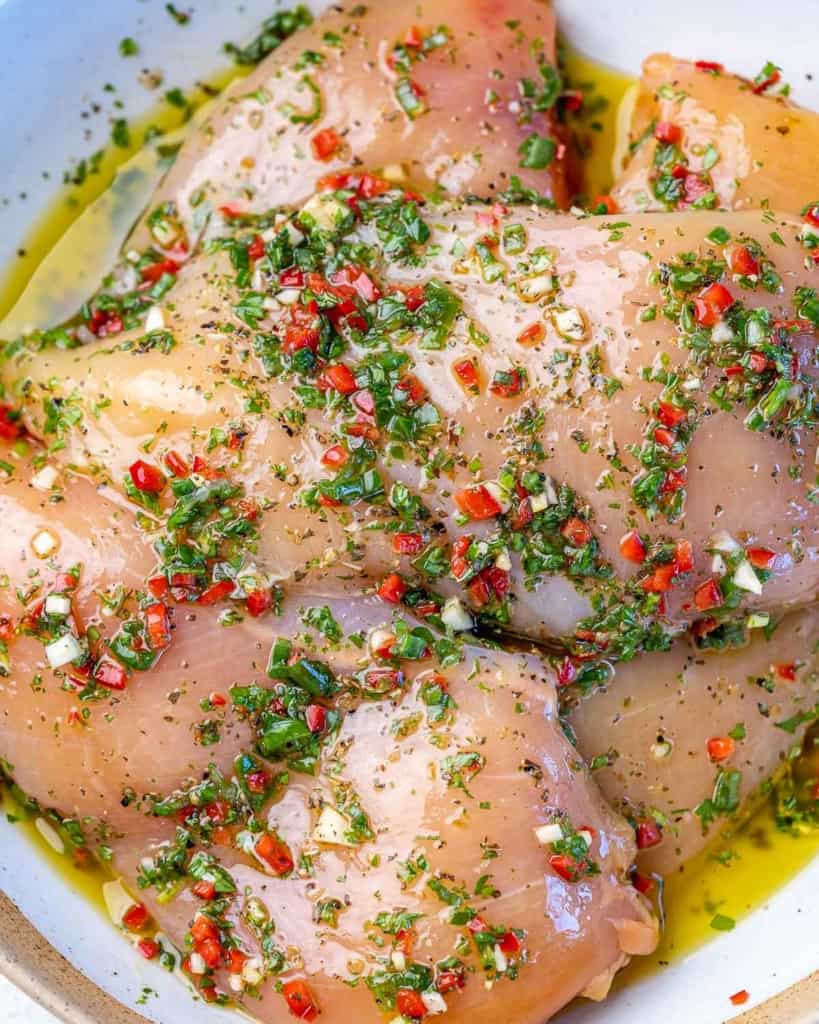 chicken marinated with the chimichurri sauce 