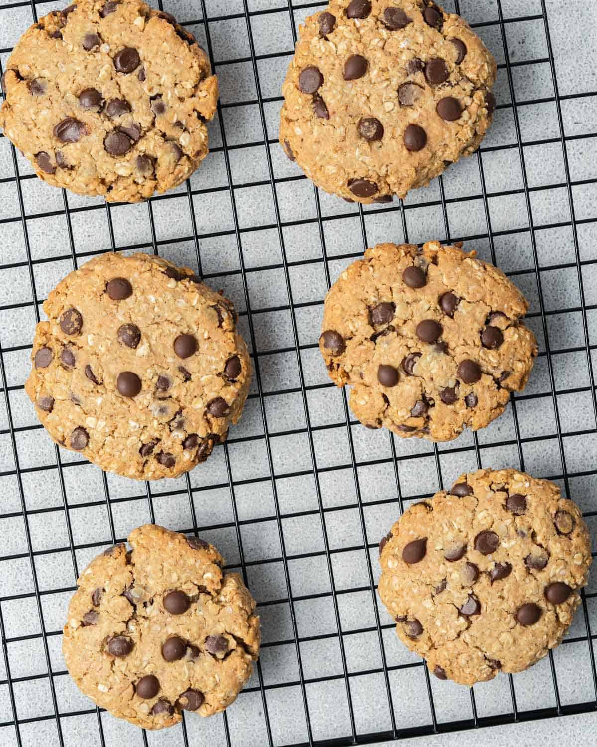 cookies placed on a wire wrack to cool down.