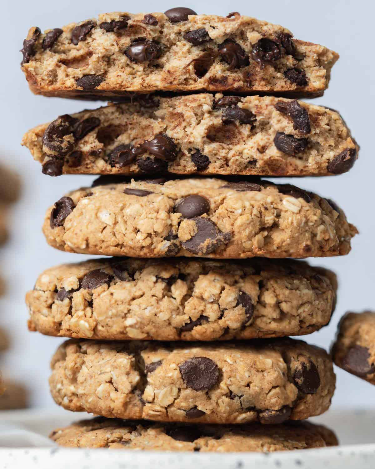 cookies stacked over each other with the top two cut in half.