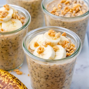 side shot of jars with overnight oats