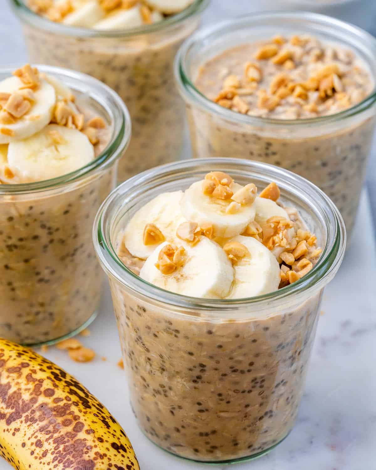 side shot of jars with overnight oats