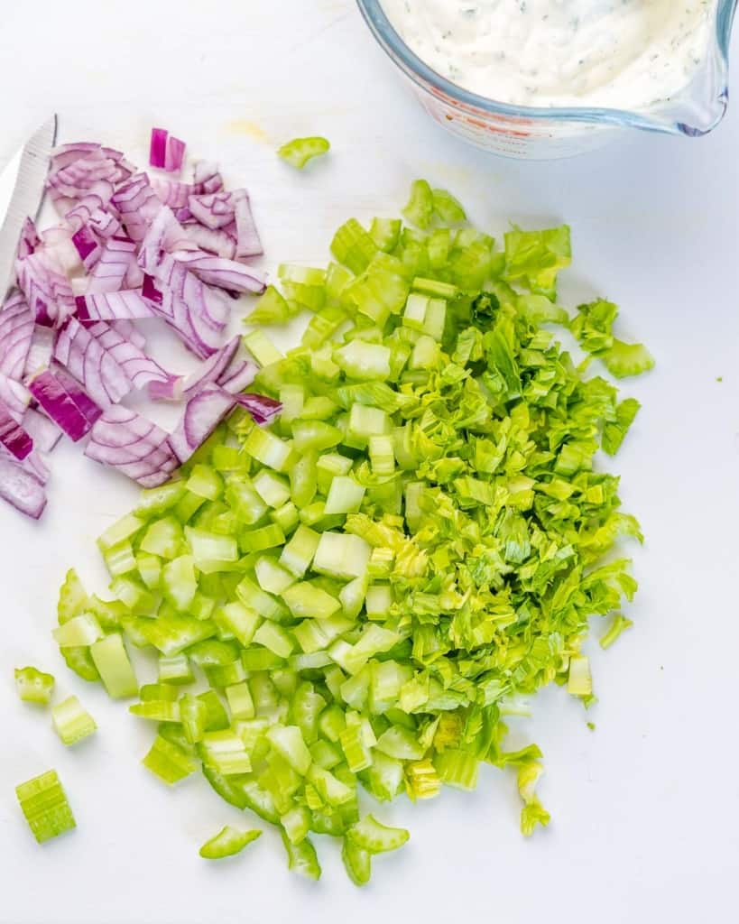 chopped celery and onions