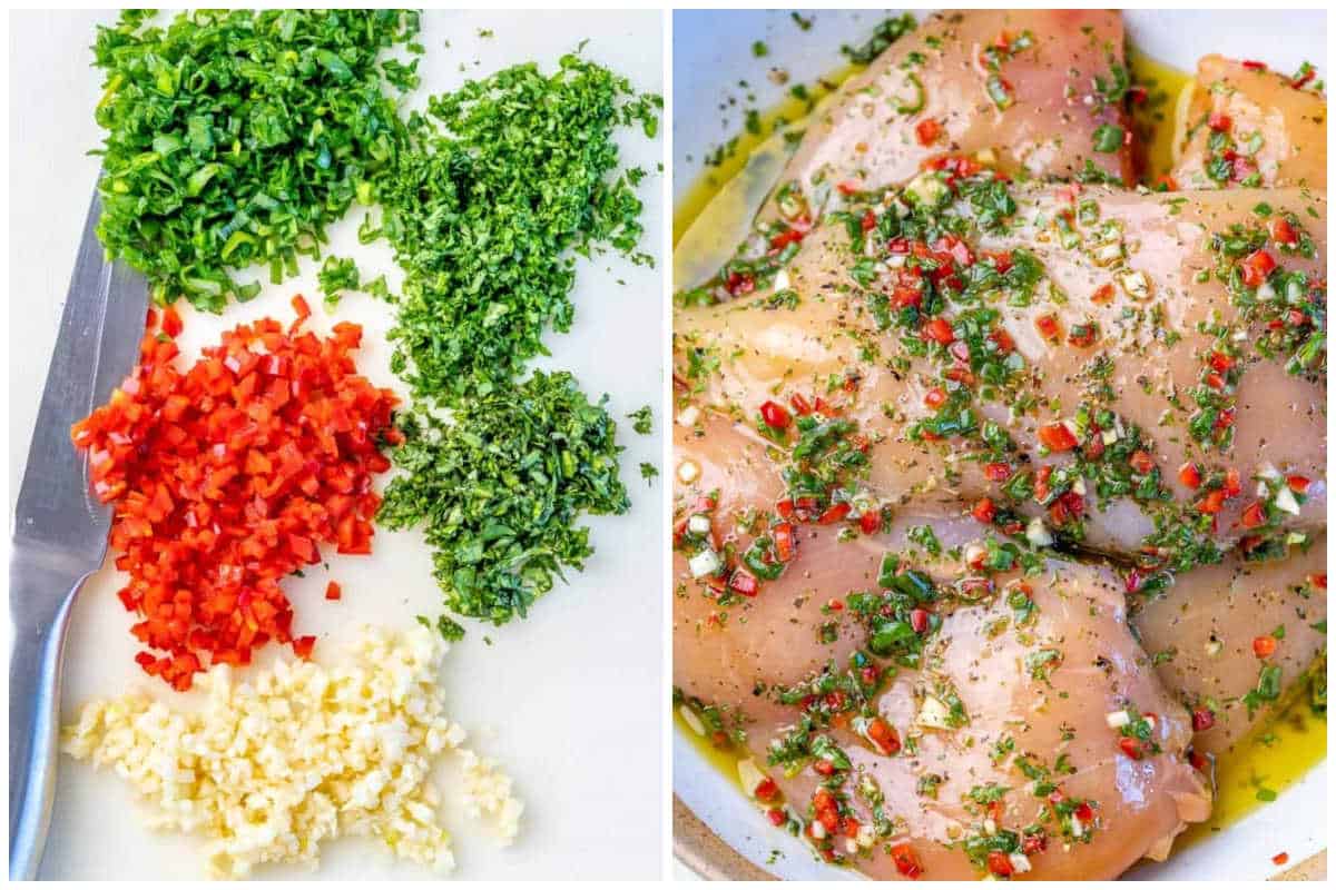 process shot for chimichurri chicken