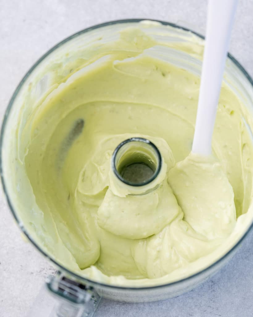 avocado yogurt sauce in food processor 